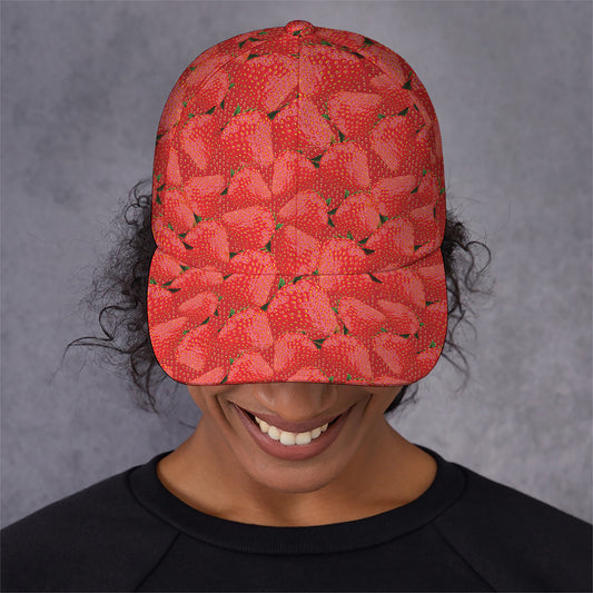 Red Strawberry Pattern Print Baseball Cap