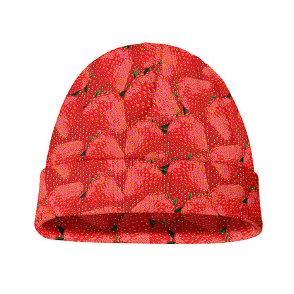 Red Strawberry Pattern Print Beanie
