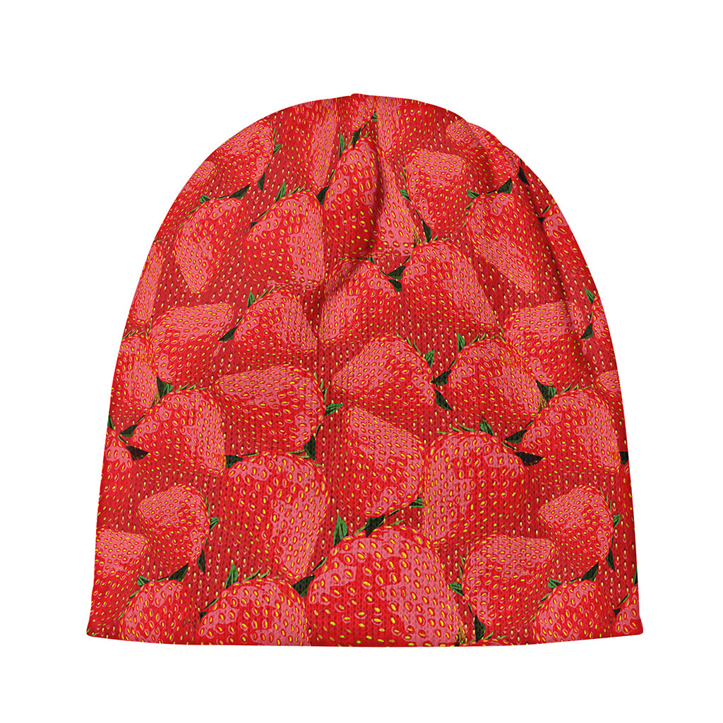 Red Strawberry Pattern Print Beanie