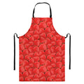 Red Strawberry Pattern Print Bib Apron With Pocket