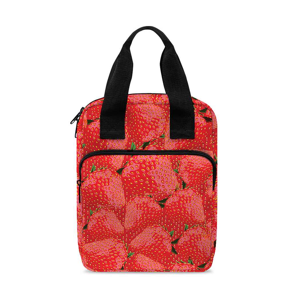 Red Strawberry Pattern Print Bible Tote Bag