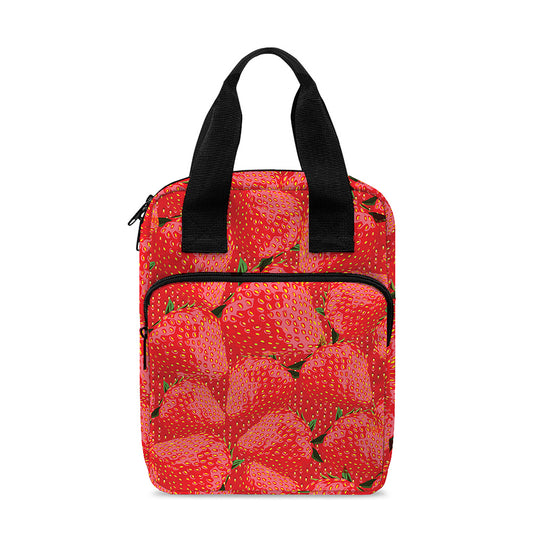 Red Strawberry Pattern Print Bible Tote Bag