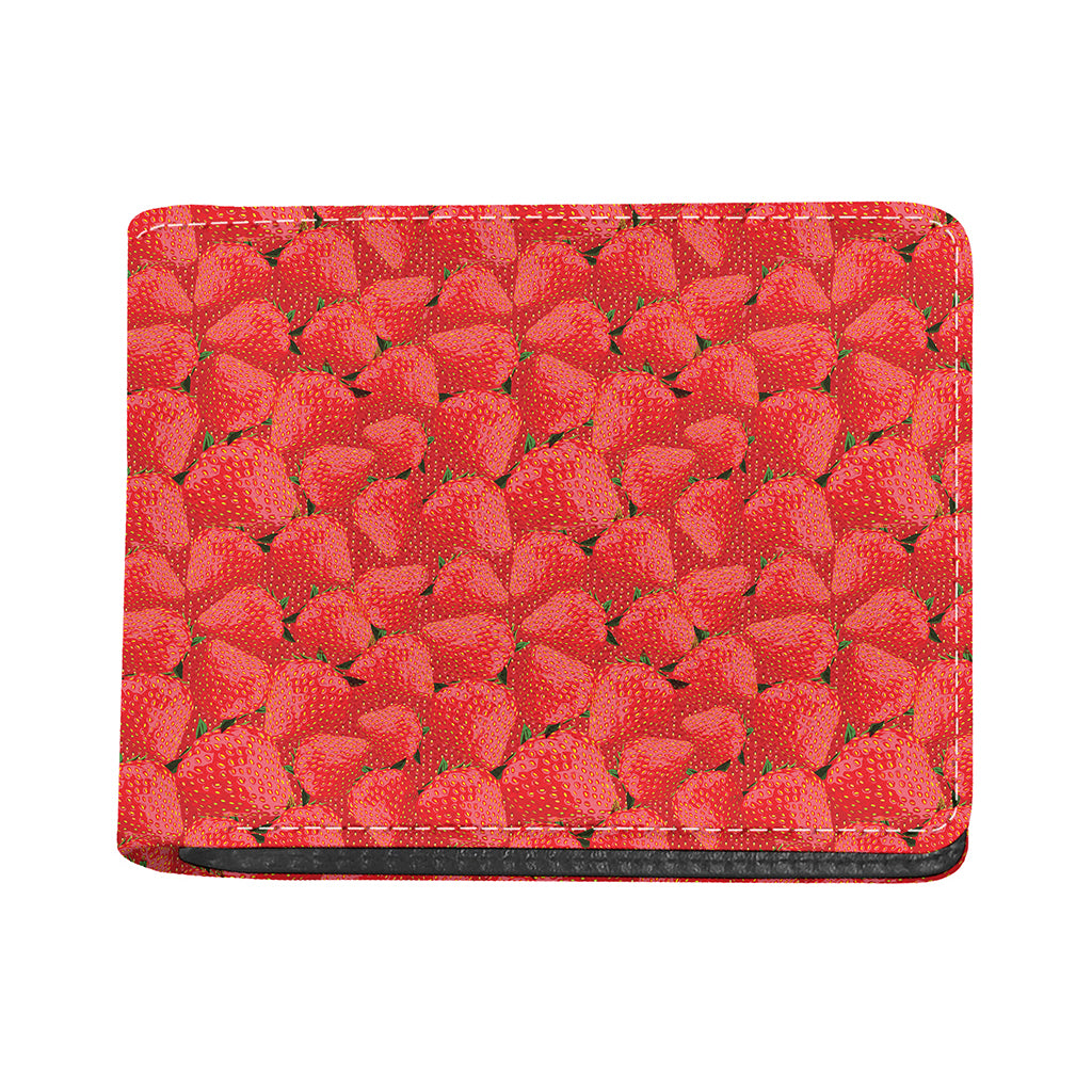 Red Strawberry Pattern Print Bifold Wallet