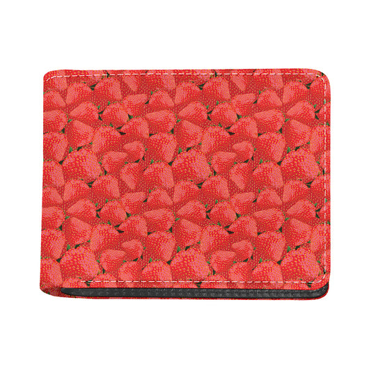 Red Strawberry Pattern Print Bifold Wallet