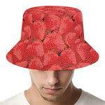 Red Strawberry Pattern Print Bucket Hat