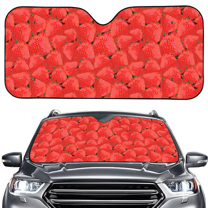 Red Strawberry Pattern Print Car Windshield Sun Shade