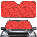 Red Strawberry Pattern Print Car Windshield Sun Shade