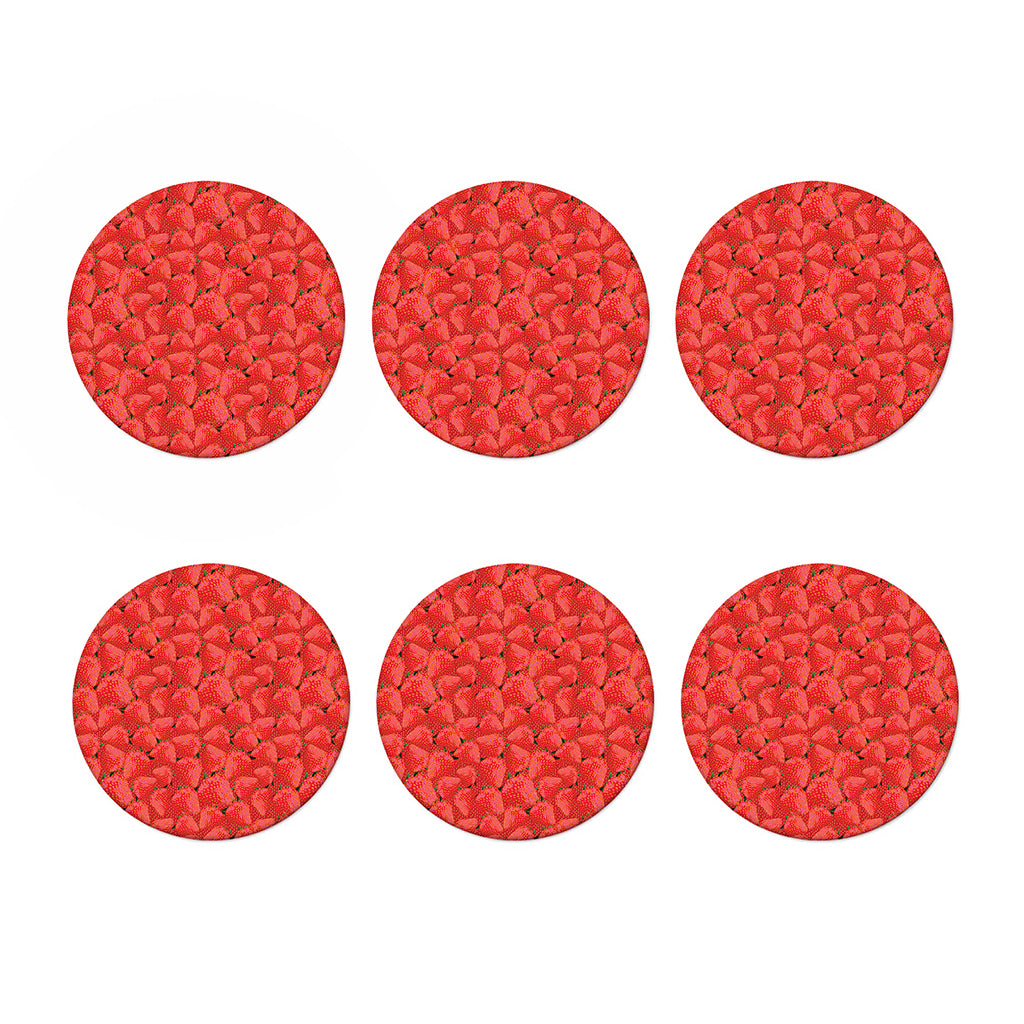 Red Strawberry Pattern Print Coaster Set