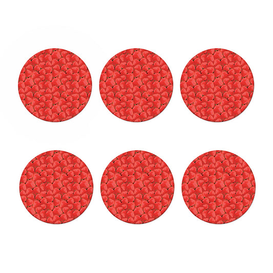 Red Strawberry Pattern Print Coaster Set