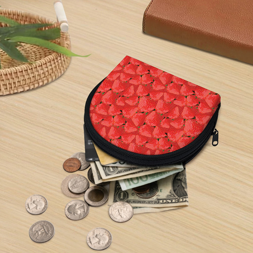 Red Strawberry Pattern Print Coin Purse
