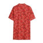 Red Strawberry Pattern Print Cotton Hawaiian Shirt
