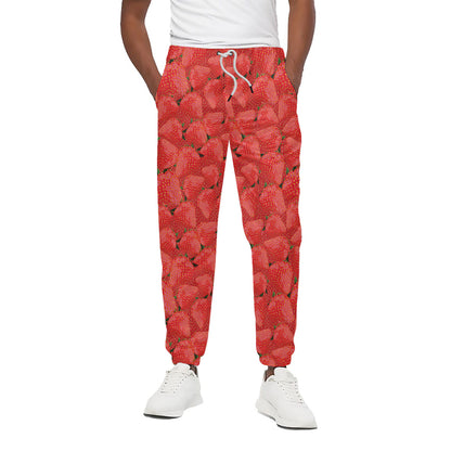 Red Strawberry Pattern Print Cotton Pants