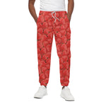 Red Strawberry Pattern Print Cotton Pants