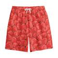 Red Strawberry Pattern Print Cotton Shorts