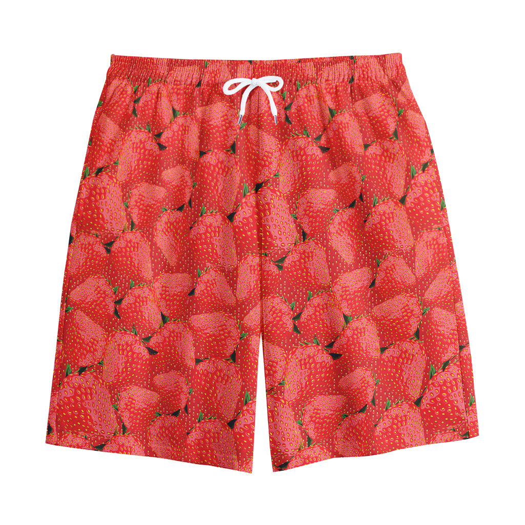 Red Strawberry Pattern Print Cotton Shorts