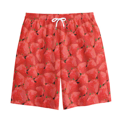 Red Strawberry Pattern Print Cotton Shorts