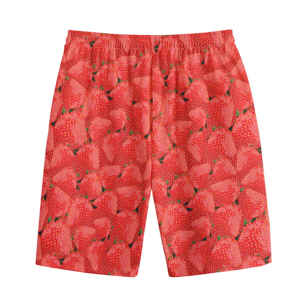 Red Strawberry Pattern Print Cotton Shorts