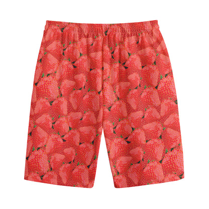 Red Strawberry Pattern Print Cotton Shorts