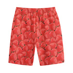 Red Strawberry Pattern Print Cotton Shorts