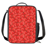 Red Strawberry Pattern Print Crossbody Lunch Bag
