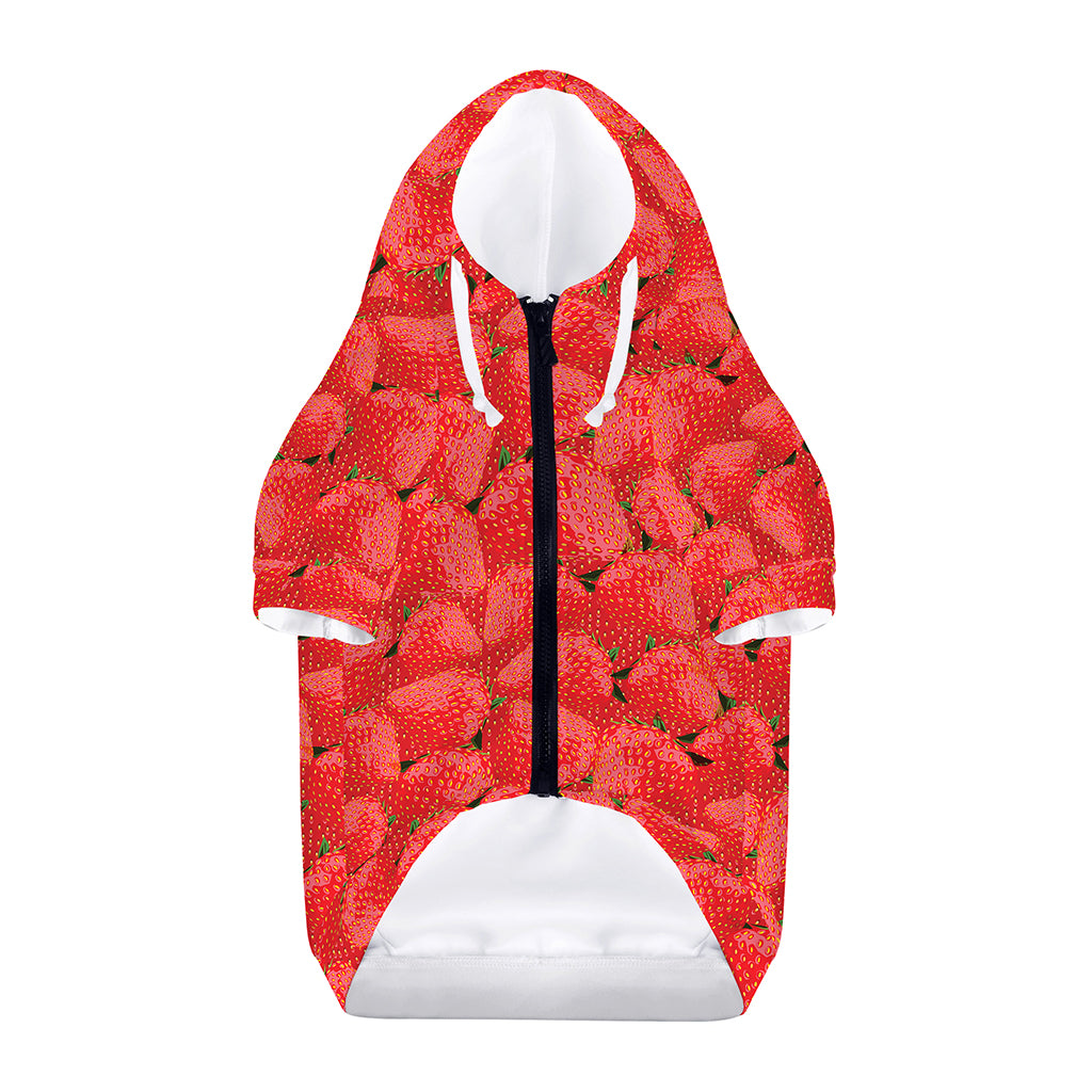 Red Strawberry Pattern Print Dog Zip Up Hoodie