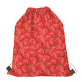 Red Strawberry Pattern Print Drawstring Bag