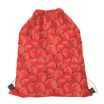Red Strawberry Pattern Print Drawstring Bag