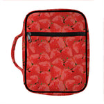 Red Strawberry Pattern Print Front Pocket Bible Bag
