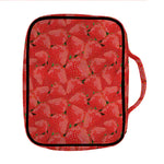 Red Strawberry Pattern Print Front Pocket Bible Bag