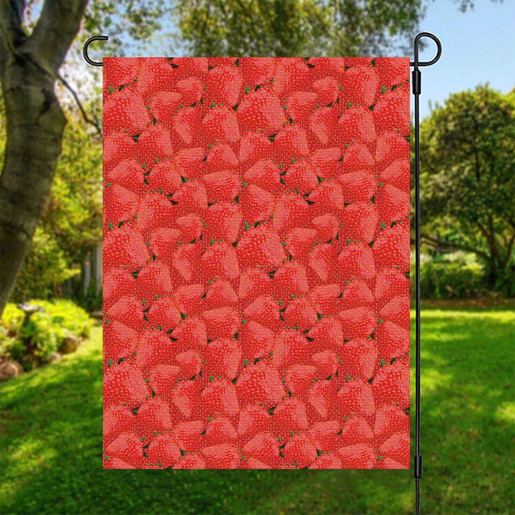 Red Strawberry Pattern Print Garden Flag
