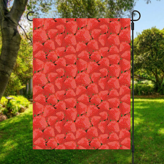 Red Strawberry Pattern Print Garden Flag