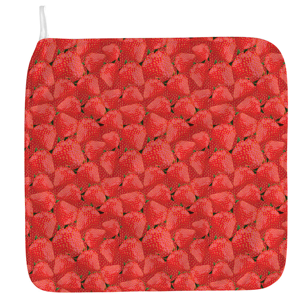 Red Strawberry Pattern Print Hand Towel