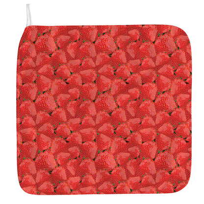 Red Strawberry Pattern Print Hand Towel