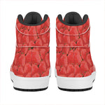 Red Strawberry Pattern Print High Top Leather Sneakers