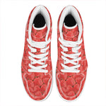 Red Strawberry Pattern Print High Top Leather Sneakers