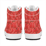 Red Strawberry Pattern Print High Top Leather Sneakers