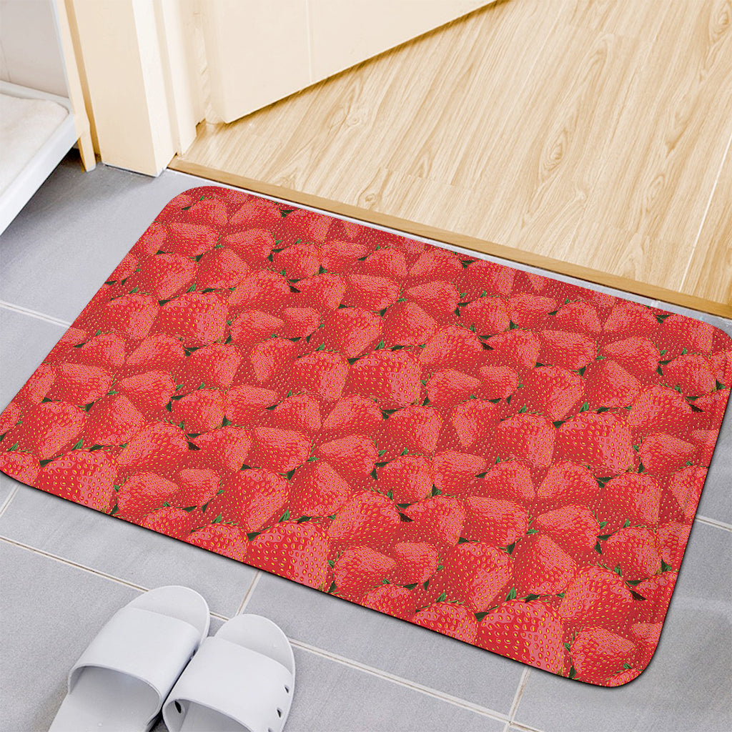 Red Strawberry Pattern Print Indoor Door Mat