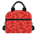 Red Strawberry Pattern Print Insulated Lunch Bag