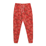 Red Strawberry Pattern Print Jogger Pants