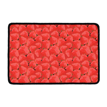 Red Strawberry Pattern Print Kitchen Mat