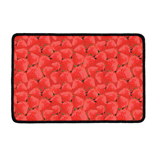 Red Strawberry Pattern Print Kitchen Mat