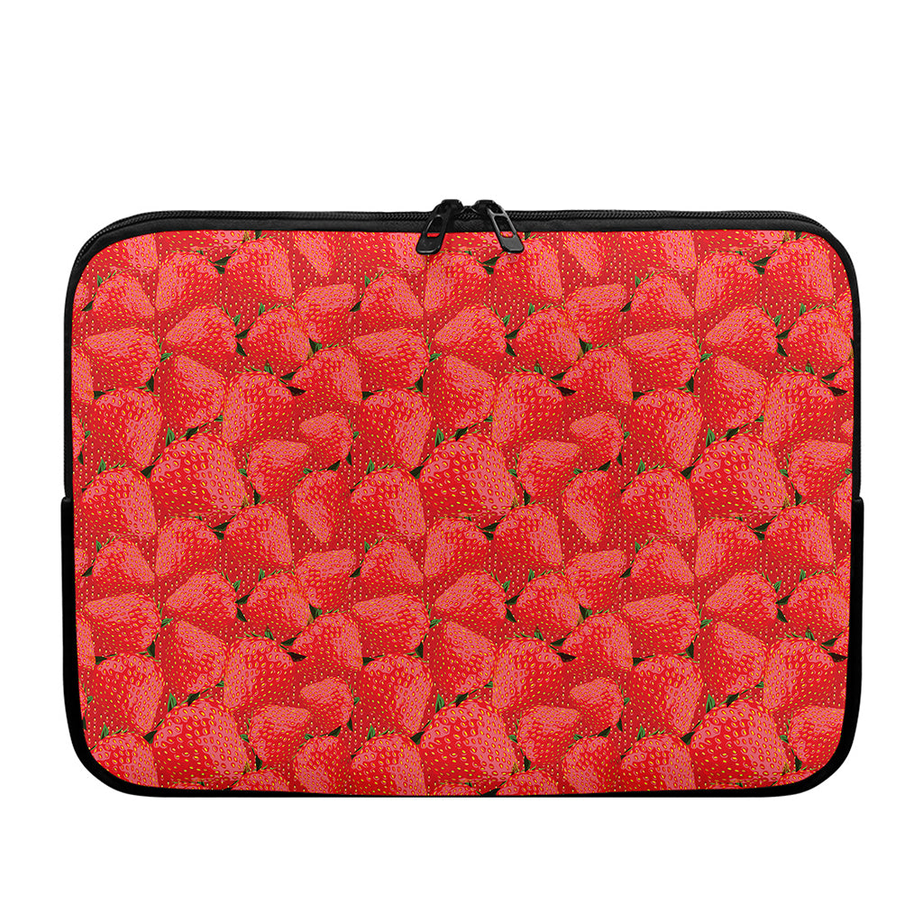 Red Strawberry Pattern Print Laptop Sleeve