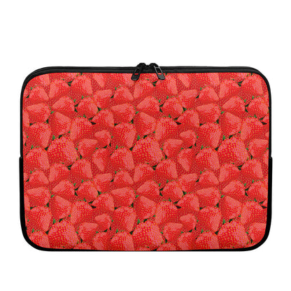 Red Strawberry Pattern Print Laptop Sleeve