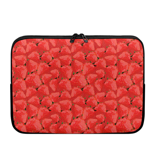 Red Strawberry Pattern Print Laptop Sleeve