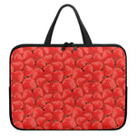Red Strawberry Pattern Print Laptop Sleeve With Handle
