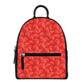 Red Strawberry Pattern Print Leather Backpack