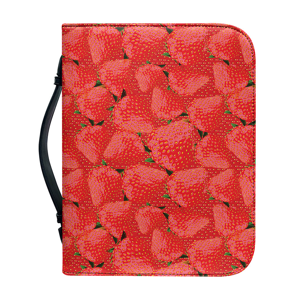 Red Strawberry Pattern Print Leather Bible Cover