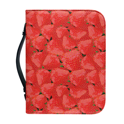 Red Strawberry Pattern Print Leather Bible Cover