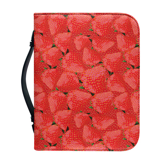 Red Strawberry Pattern Print Leather Bible Cover