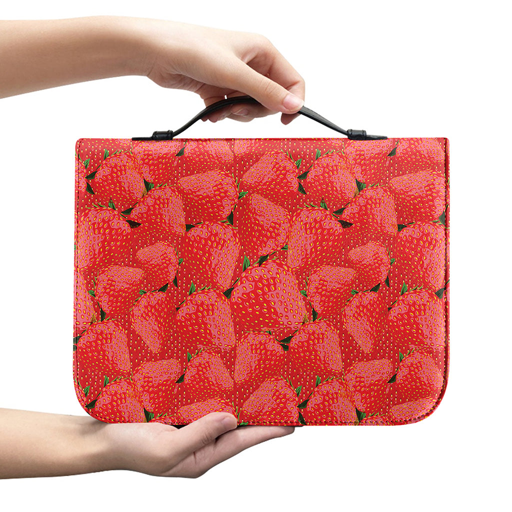 Red Strawberry Pattern Print Leather Bible Cover